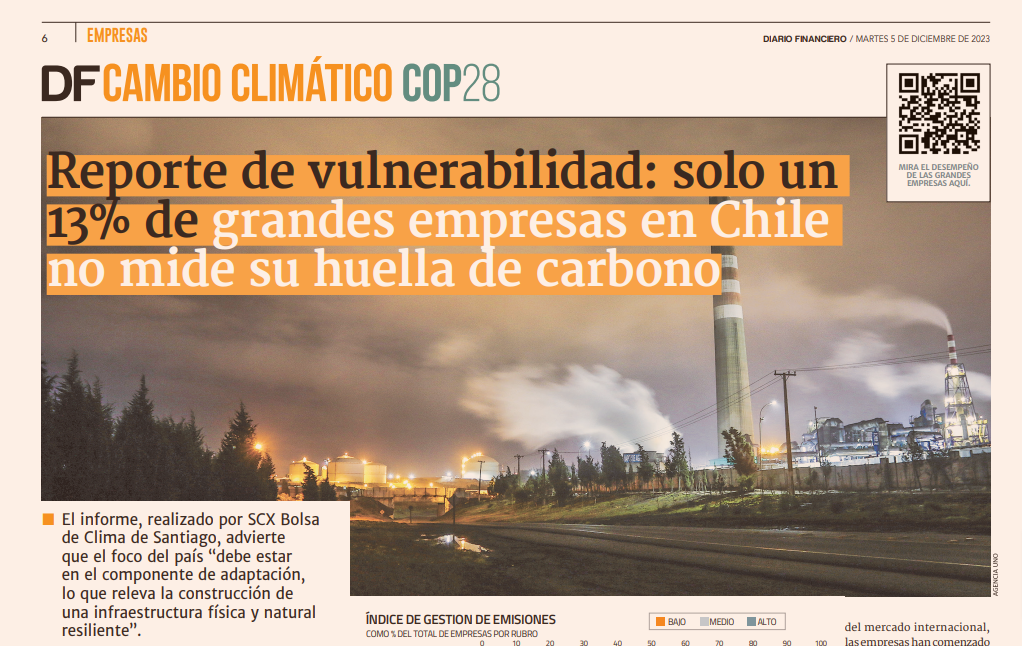 Artículo DF,  Radiografía de Vulnerabilidad Corporativa al Cambio Climático, edición 2023.